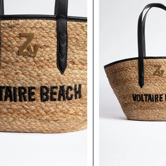 Zadig & Voltaire Initiale Woven Jute Tote FLAWED - Picture 9 of 14